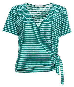 Surplice Wrap Striped Tee