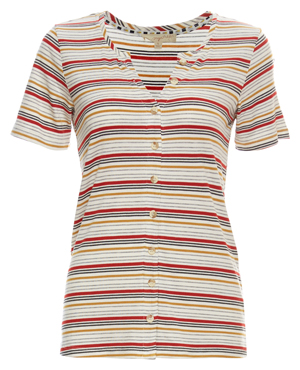 Mystree Buttoned Front Striped Tee