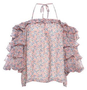 1.STATE Tiered Ruffle Sleeve Floral Top
