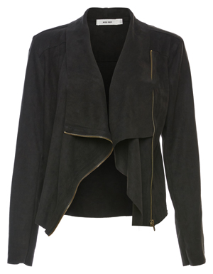 Mod Ref Draped Front Faux Suede Jacket
