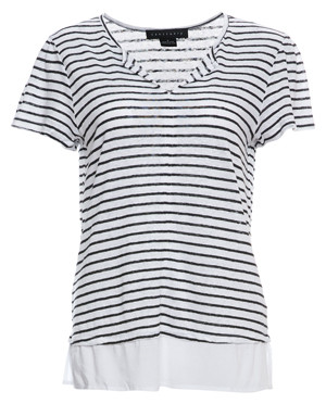 Sanctuary Split Neck Striped Tee