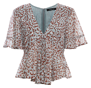 Short Sleeve Leopard Peplum Top