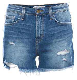 High Rise Raw Hem Shorts