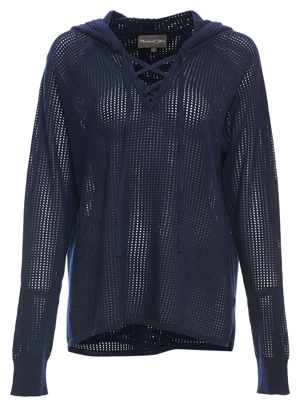Michael Stars Open Knit Lace Up Hoodie