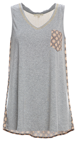 Mystree Sleeveless Mixed Media Top