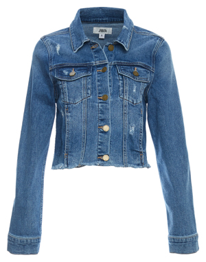 Just Black Frayed Cropped Denim Jacket