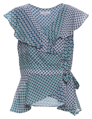 Parker Geo Ruffle Wrap Top