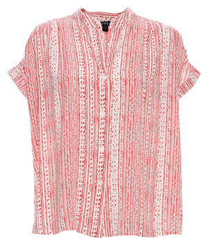 Velvet Heart Printed Short Sleeve Buttoned Top