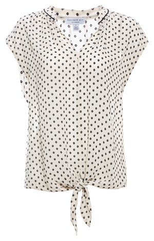 Swiss Dot V-Neck Blouse