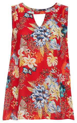 Front Keyhole Sleeveless Printed Top