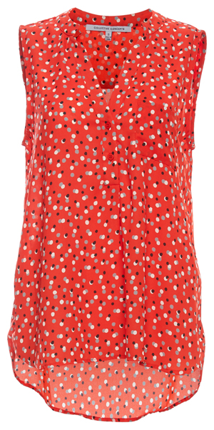 Button Front Printed Sleeveless Top