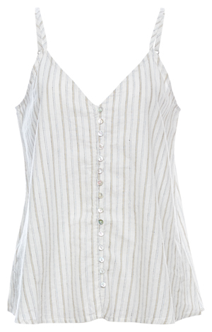 Buttoned Front Striped Tank Top