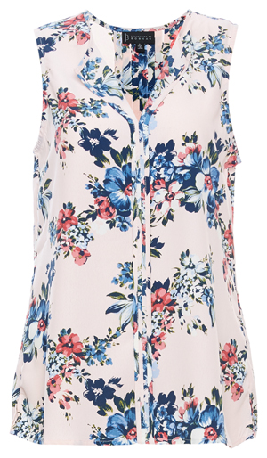 Sleeveless Floral Pleat Back Top