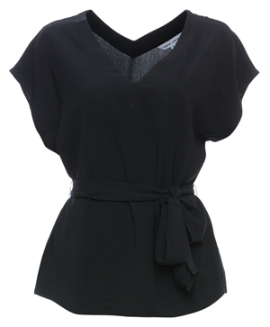 V-Neck Short Dolman Tie Waist Top