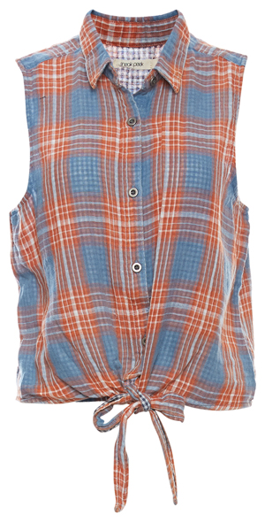 Sneak Peek Sleeveless Button Down Plaid
