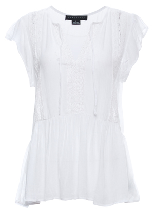 Sanctuary Split Neck Crochet Top
