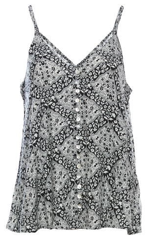 Printed Button Front Tank