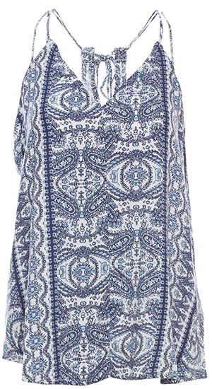 Printed Tie Back Sleeveless Top