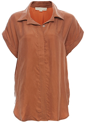 Hidden Placket Short Sleeve Cupro Top