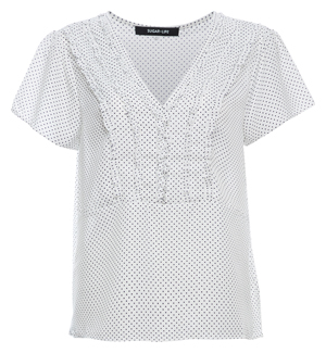 Ruffled Front Polka Dot Top