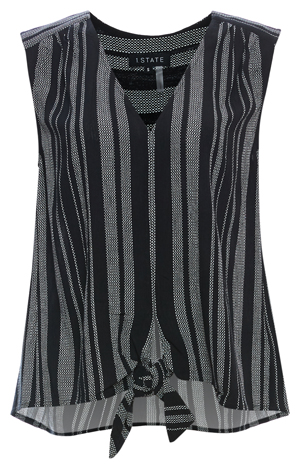 1.STATE Sleeveless Tie Front Stripe Top