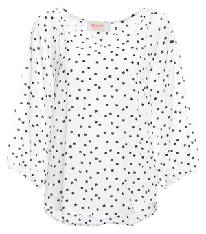 Split Neck Cat Print Top