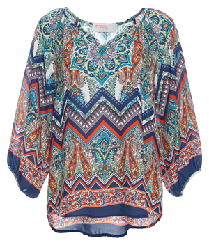 Split Neck 3/4 Sleeve Top