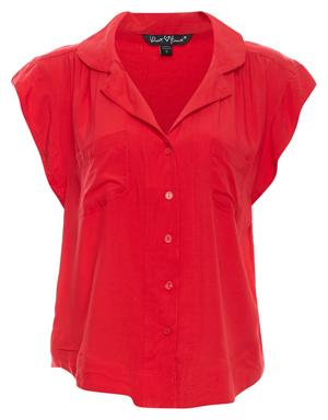 Velvet Heart Buttoned Front Short Flutter Sleeves Top