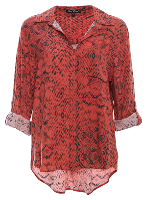 Velvet Heart Buttoned Front Rolled Sleeves Top