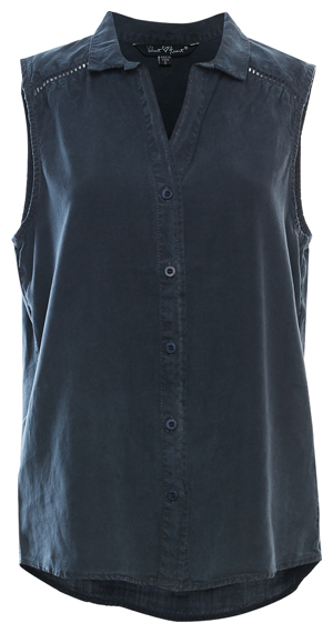 Buttoned Front Sleeveless Tencel Tank