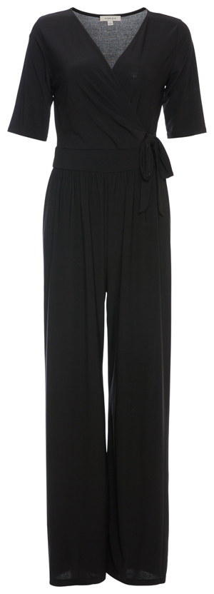 Surplice Faux Wrap Short Sleeve Jumpsuit