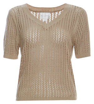 Line & Dot V-Neck Open Knit Top