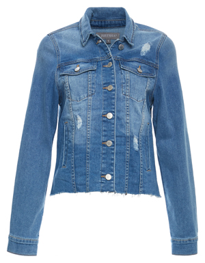 Just Black Denim Jacket with Fray Hem