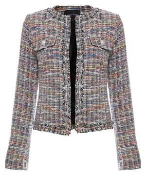 Multicolor Open Front Tweed Jacket