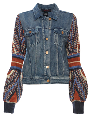 Contrast Sleeve Denim Jacket