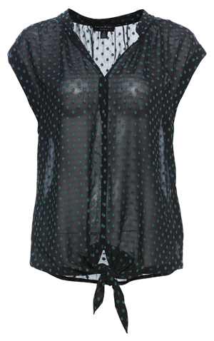 Swiss Dot V-Neck Blouse