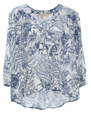 Floral Print Three Quarter Sleeve Top