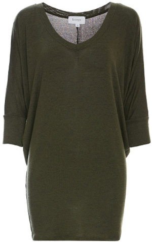 Nadia Quarter Sleeve Dolman V-Neck Hacci Top