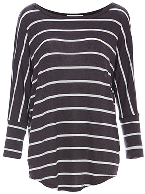 3/4 Striped Dolman Sleeve Knit Top
