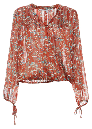 Surplice Tie Cuffs Long Sleeve Top