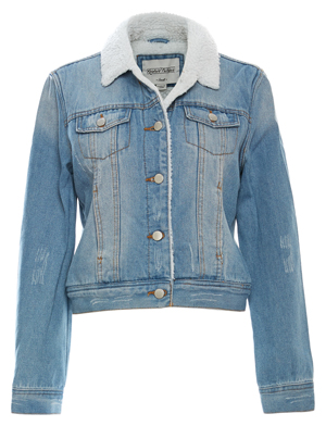 Washed Denim Jacket w/ Sherpa Lining