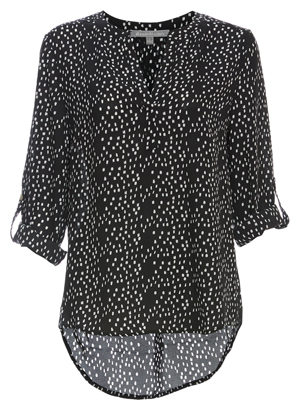 Daniel Rainn Split Neck Rolled Cuffs Top