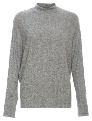 Mock Neck Brushed Ribbed Top