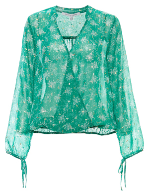 Surplice Tie Cuffs Long Sleeve Top