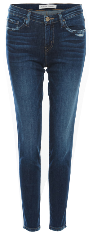 Flying Monkey Mid Rise Frayed Back Hem Crop Skinny