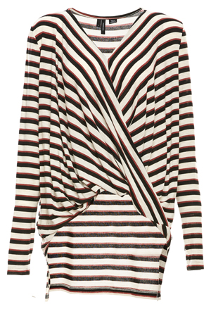 Stripe Long Sleeve Wrap Top