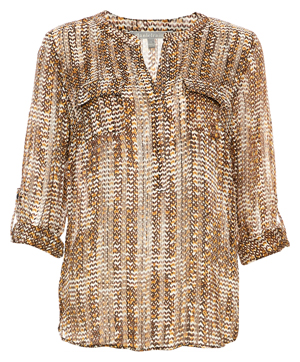 Daniel Rainn Rolled Sleeve Printed Top