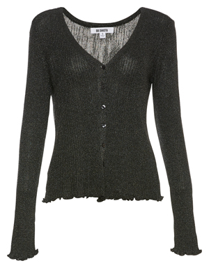 BB Dakota Shrunken Metallic V-Neck Cardigan