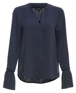 Split Neck Pleated Wrist Blouse