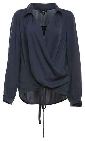 Faux Wrap Adjustable Waist Blouse